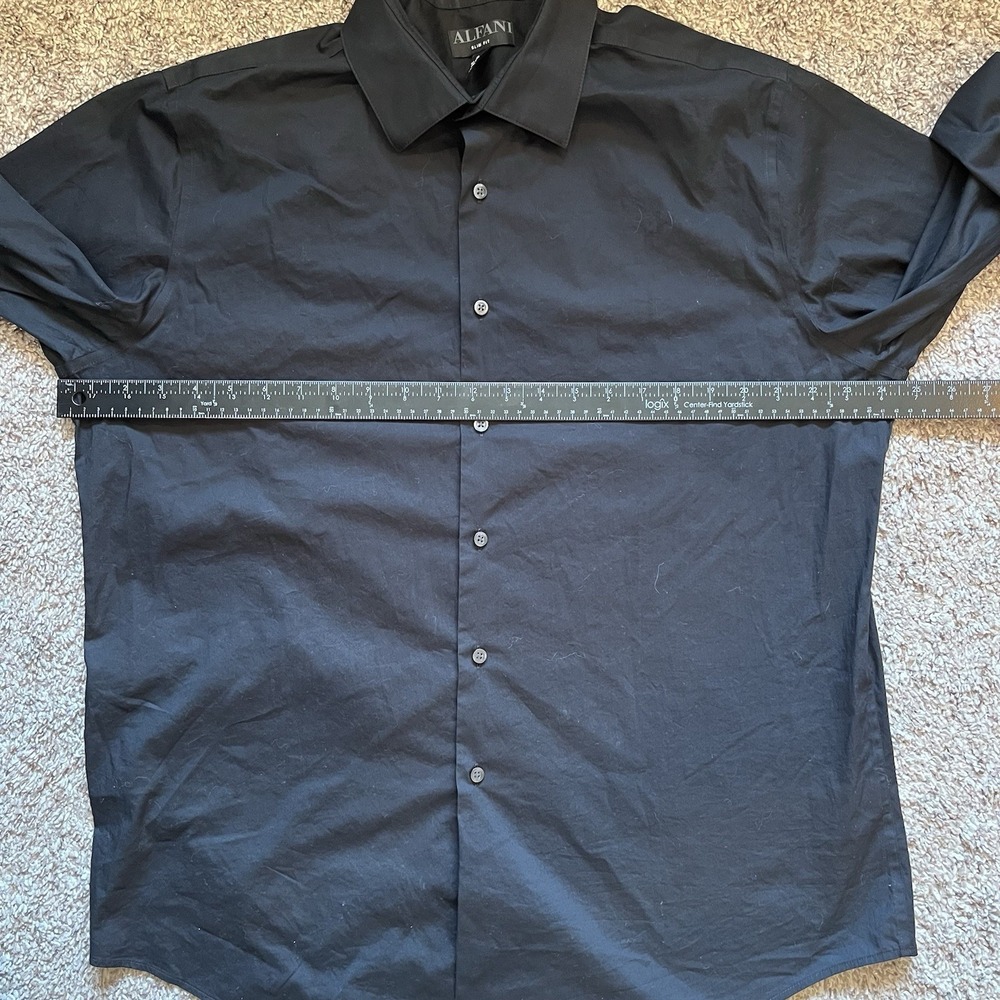 Alfani Dress Shirt Men's XL 17-17.5 34-35 Black Slim Fit Button Up Long Sleeves - Picture 9 of 11